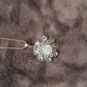 Larimar, Aquamarine & Blue Topaz necklace with 17" chain.